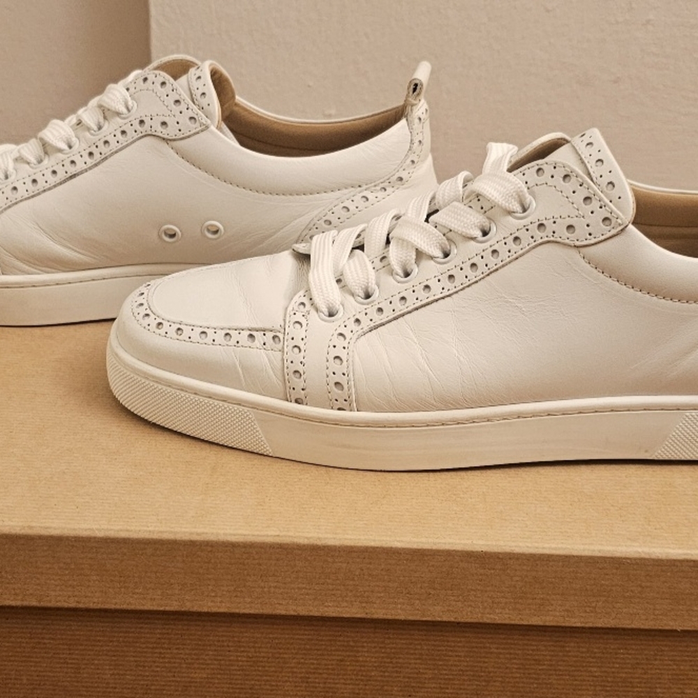 Christian Louboutin Fleurilow Flat Calf Sneakers - Elegant White